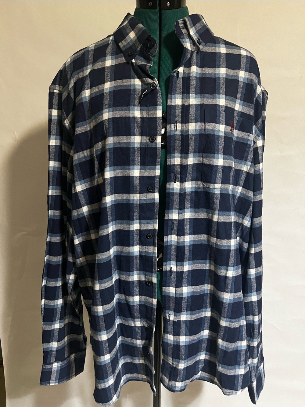 U.S. Polo Assn. Navy and White Plaid Button-Down Shirt